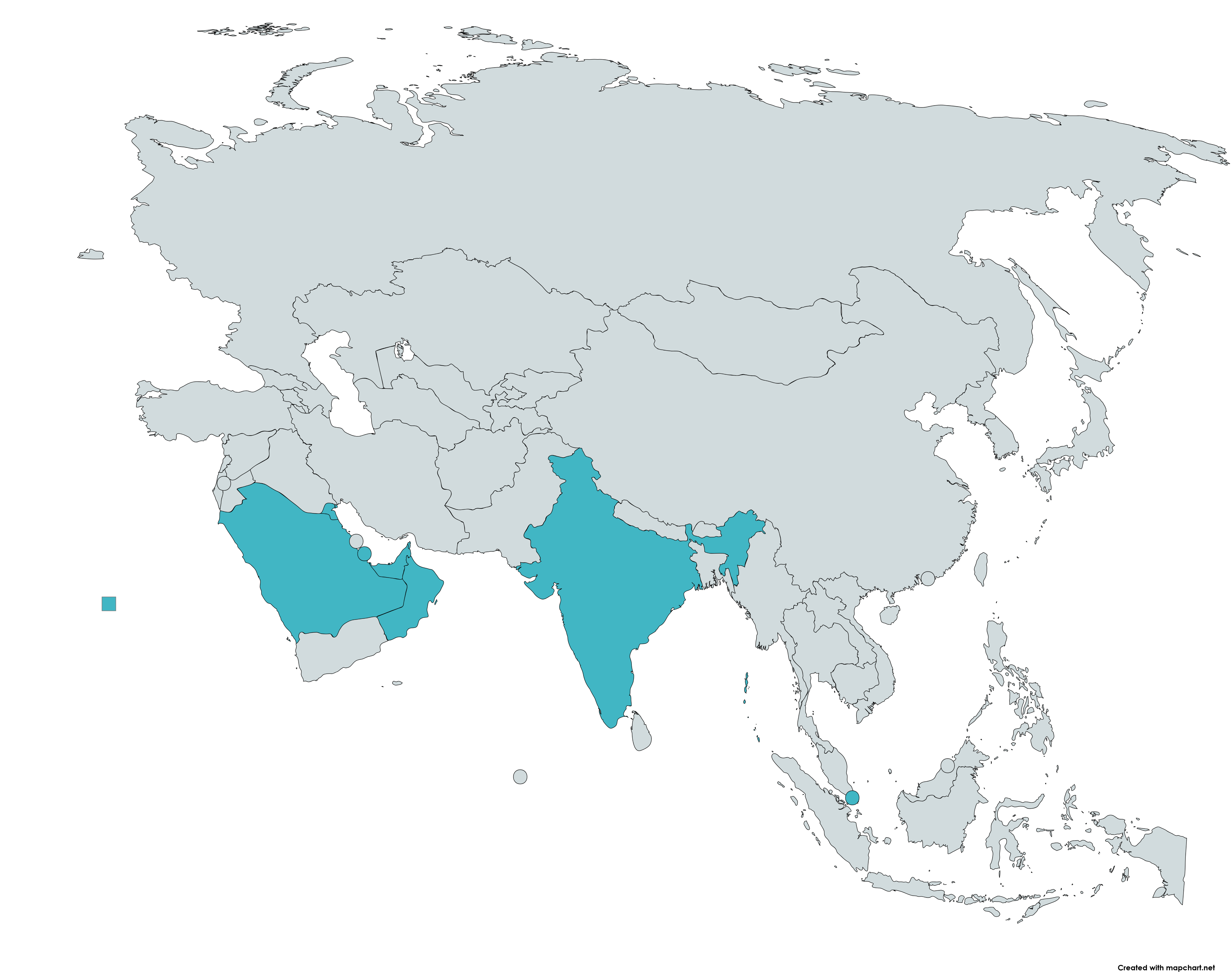 World map showing client countries: India, UAE, Saudi Arabia, Qatar, Oman, Kuwait, Singapore